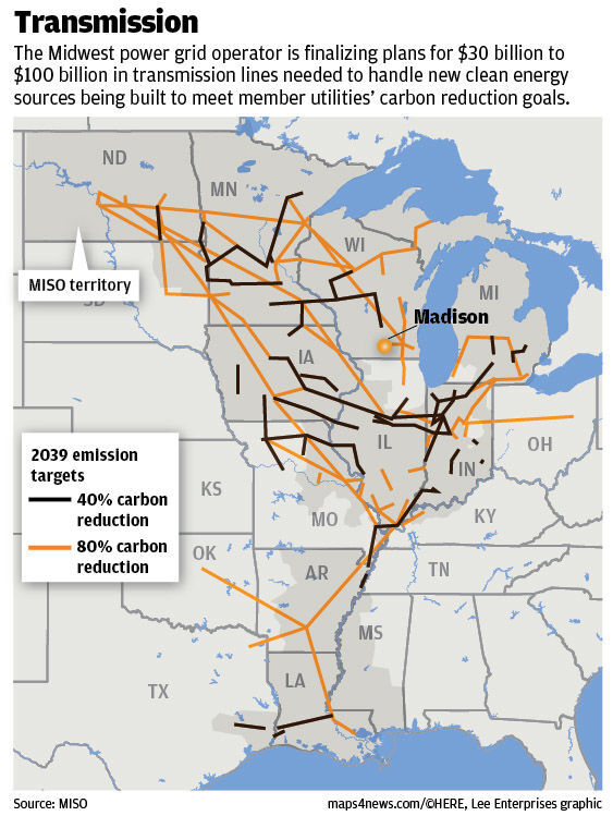 MISO transmission plan map